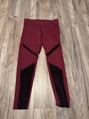PINK Victoria's Secret Maroon Leggings with Black Mesh Panels vintage